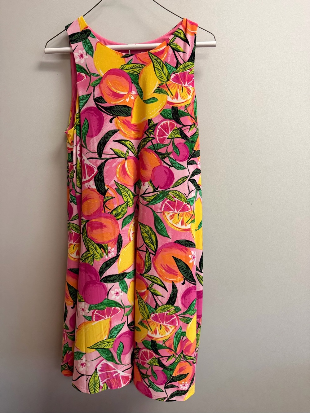Bright Pink Cappagallo Citrus Print Sleeveless Maxi Dress